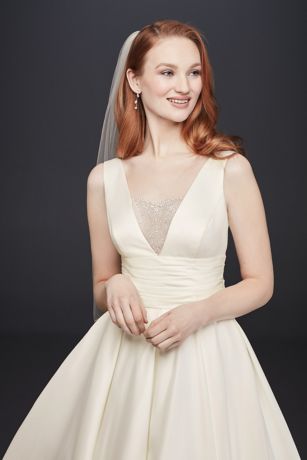 satin cummerbund ball gown wedding dress