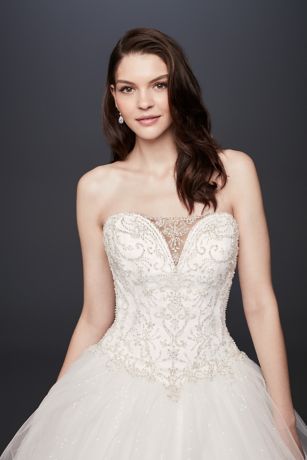 beaded illusion bodice ball gown wedding dress