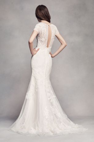 white by vera wang cap sleeve petite wedding dress