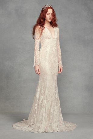 lace bell sleeve wedding dress