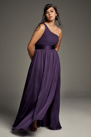 one shoulder dress with satin sash white by vera wang