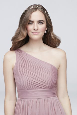 david's bridal micro pleated mesh halter