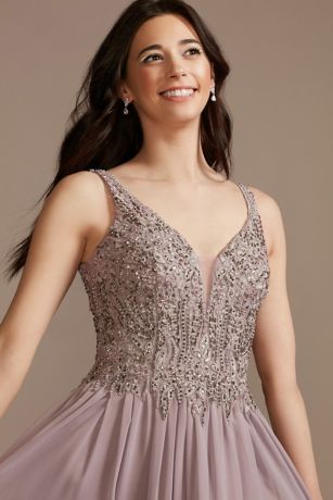 beaded chiffon gown