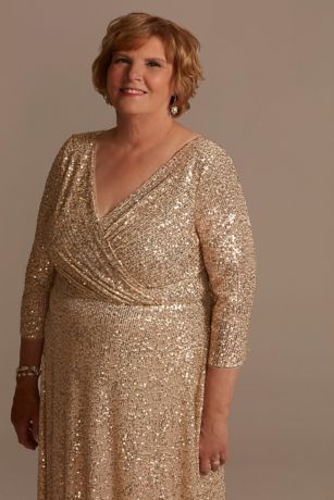 Allover Sequin A-Line Plus Size Gown ...