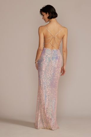 Stretch Sequin Prom Dress with Illusion ...
