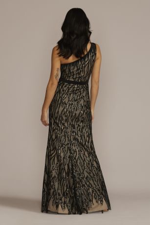 Sequin Lace One Shoulder Sheath Gown ...