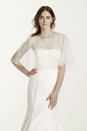 short wedding dress with cape