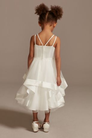 Double Strap Flower Girl Dress with Satin Edge Hem | David's Bridal