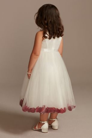 Satin Tulle Flower Girl Dress with Colored Petals | David's Bridal