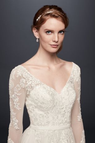 david's bridal long sleeve wedding dress with low back