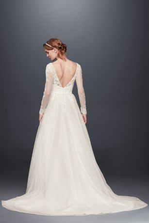 david's bridal long sleeve wedding dress with low back