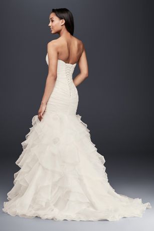 Organza Mermaid Wedding Dress With Ruffled Skirt David S Bridal