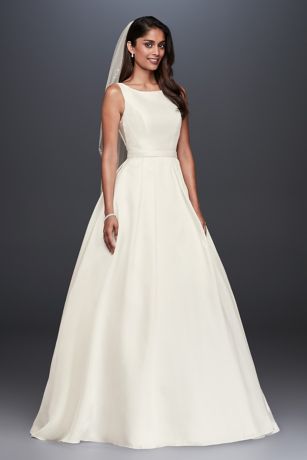 high neck plain wedding dress