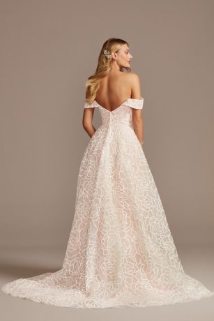 floral off the shoulder wedding dress