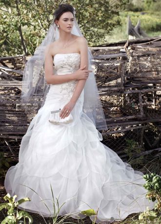 organza fit and flare wedding dress