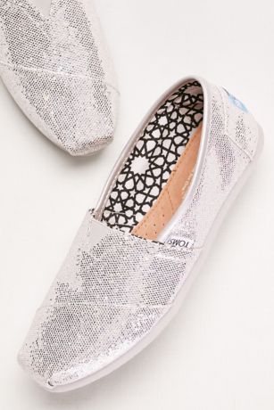 TOMS Glitter Classic Slip-On Shoes | David's Bridal