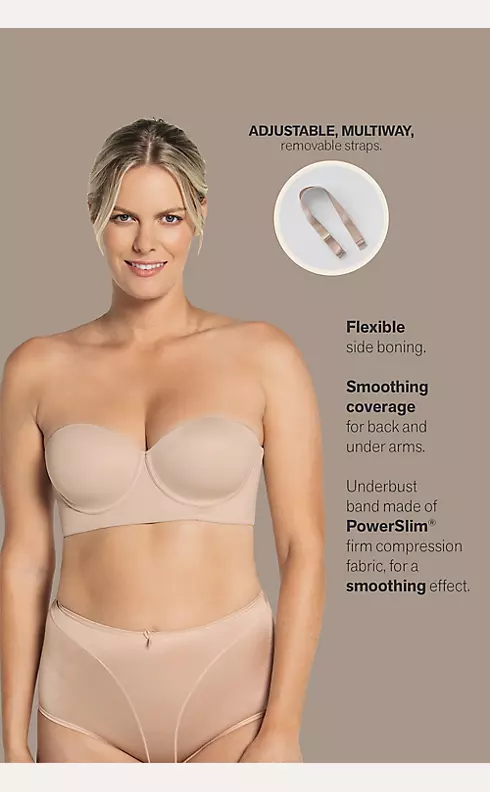 Leonisa Strapless Underwire Full Coverage Longline Bra - Back Smoothing  Bras for Women Beige at  Women's Clothing store