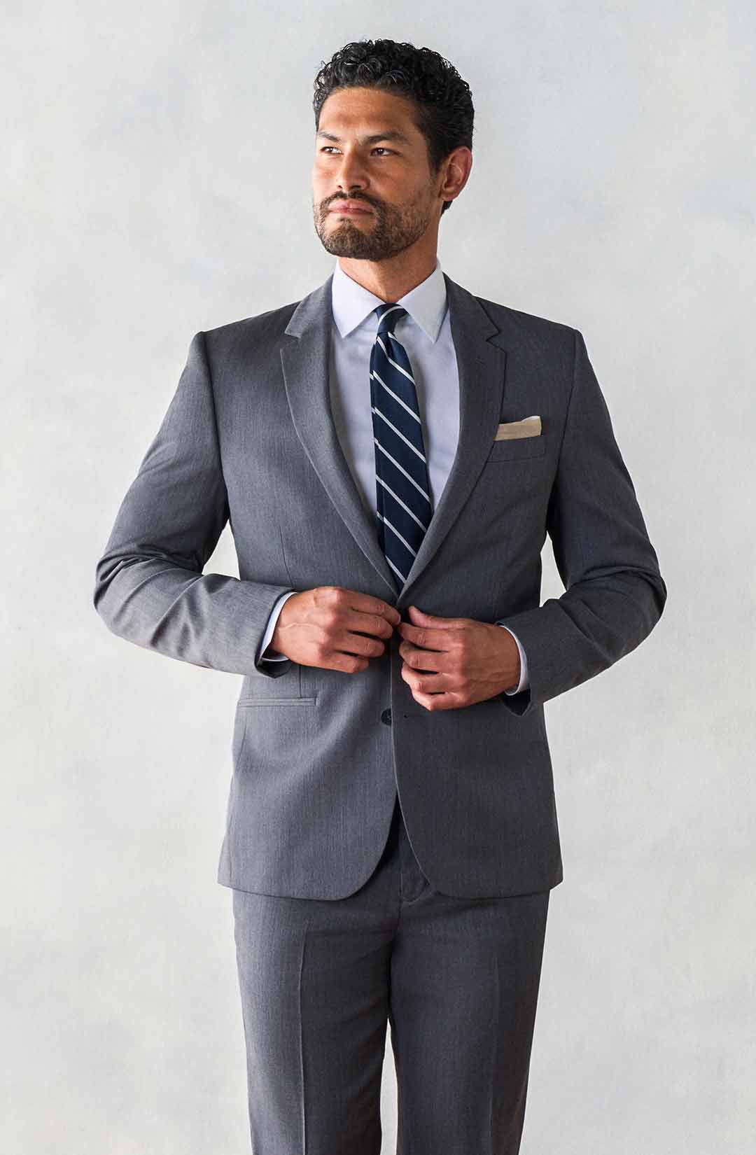 slim fit dress slacks Mens Navy Blue 3 Piece Suit Birdseye Suit Wedding Prom Formal Smart Classic main image 0