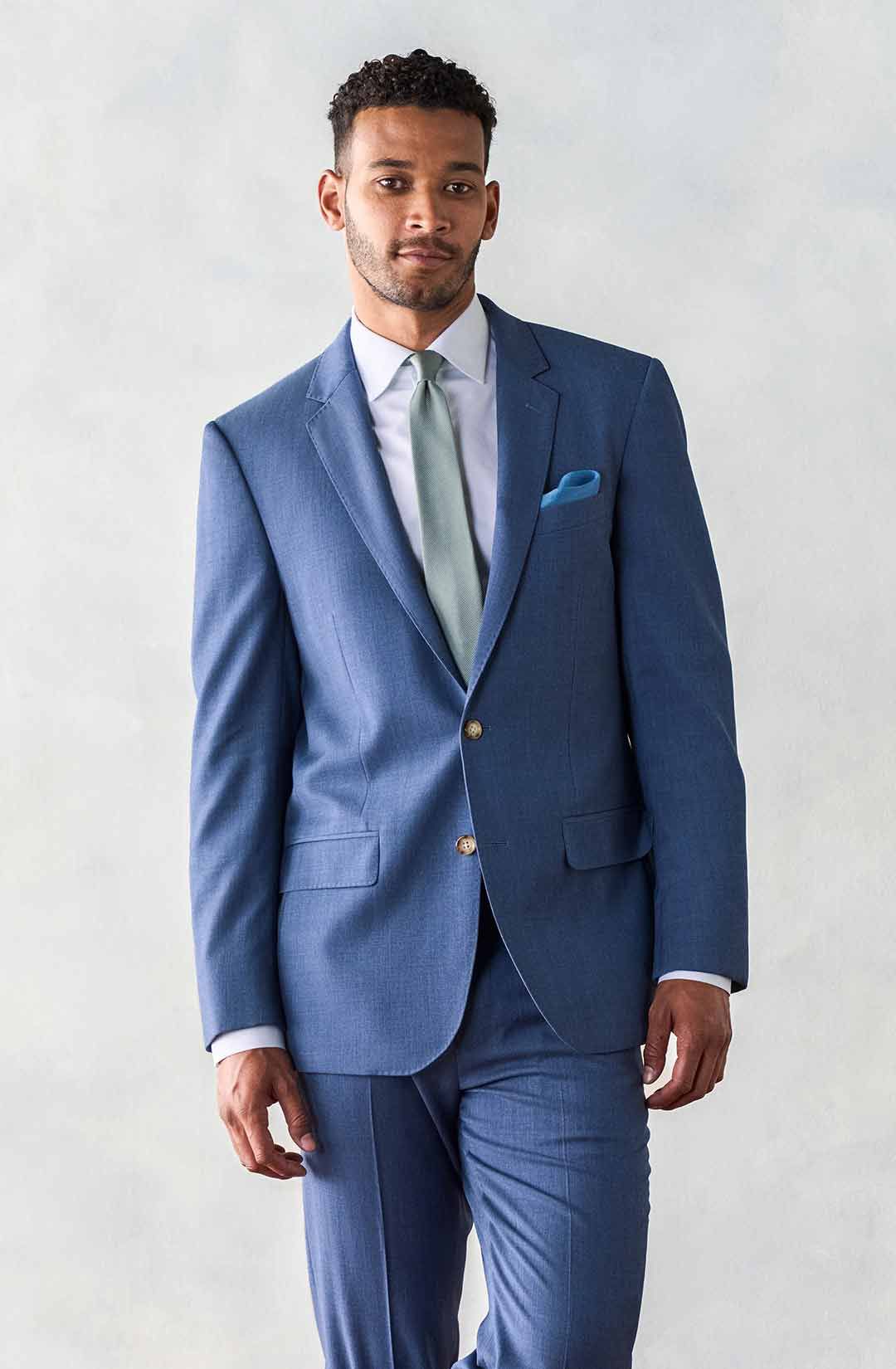 Light Blue Suit from The Black Tux | David's Bridal | David's Bridal