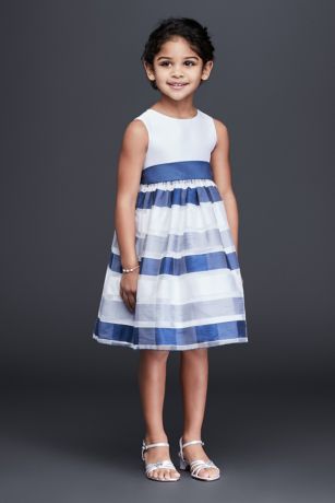 open lace back dress Spirito Striped Organza Layered Dress