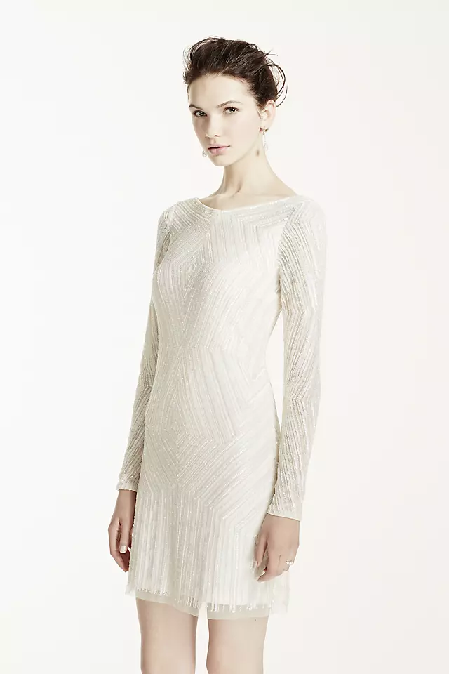 Deco Embellished Long Sleeve Short Dress Image 4