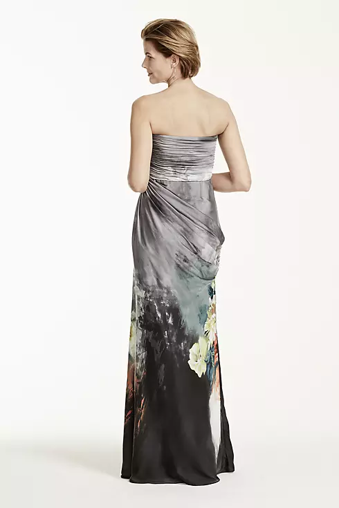 Strapless Printed Dress with Draped Bodice Image 2