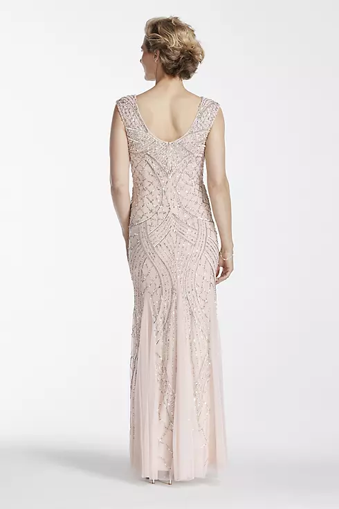 Cap Sleeve Long Beaded Gown with Godets Image 2