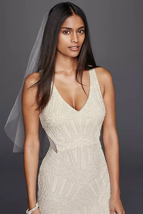 Beaded Illusion Sheath Casual Wedding Dress   Image 3