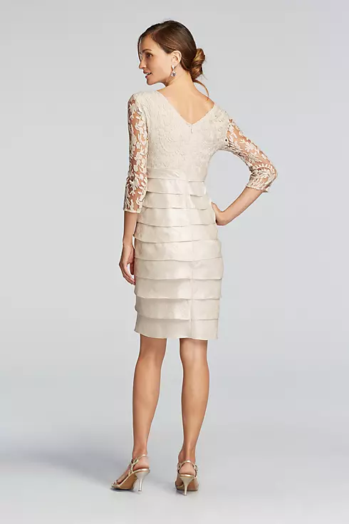 3/4 Illusion Sleeve Lace Dress with Tiered Skirt Image 2