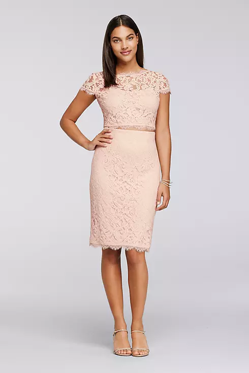 Two-Piece Lace Dress with Short Sleeves Image 1