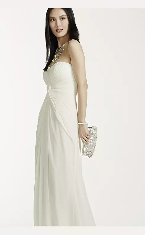 Long Mesh Dress with Illusion Beaded Neckline Image 6