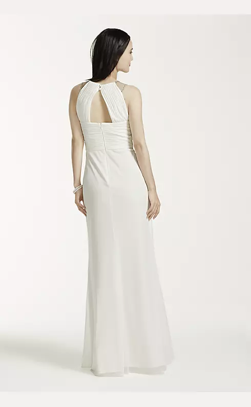 Long Mesh Dress with Illusion Beaded Neckline Image 2