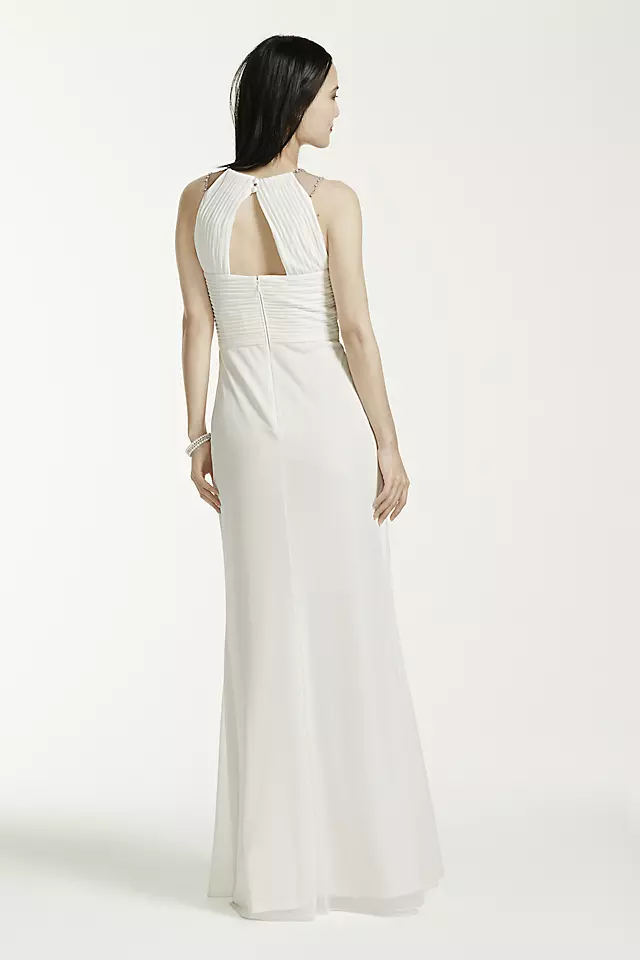 Long Mesh Dress with Illusion Beaded Neckline Image 2