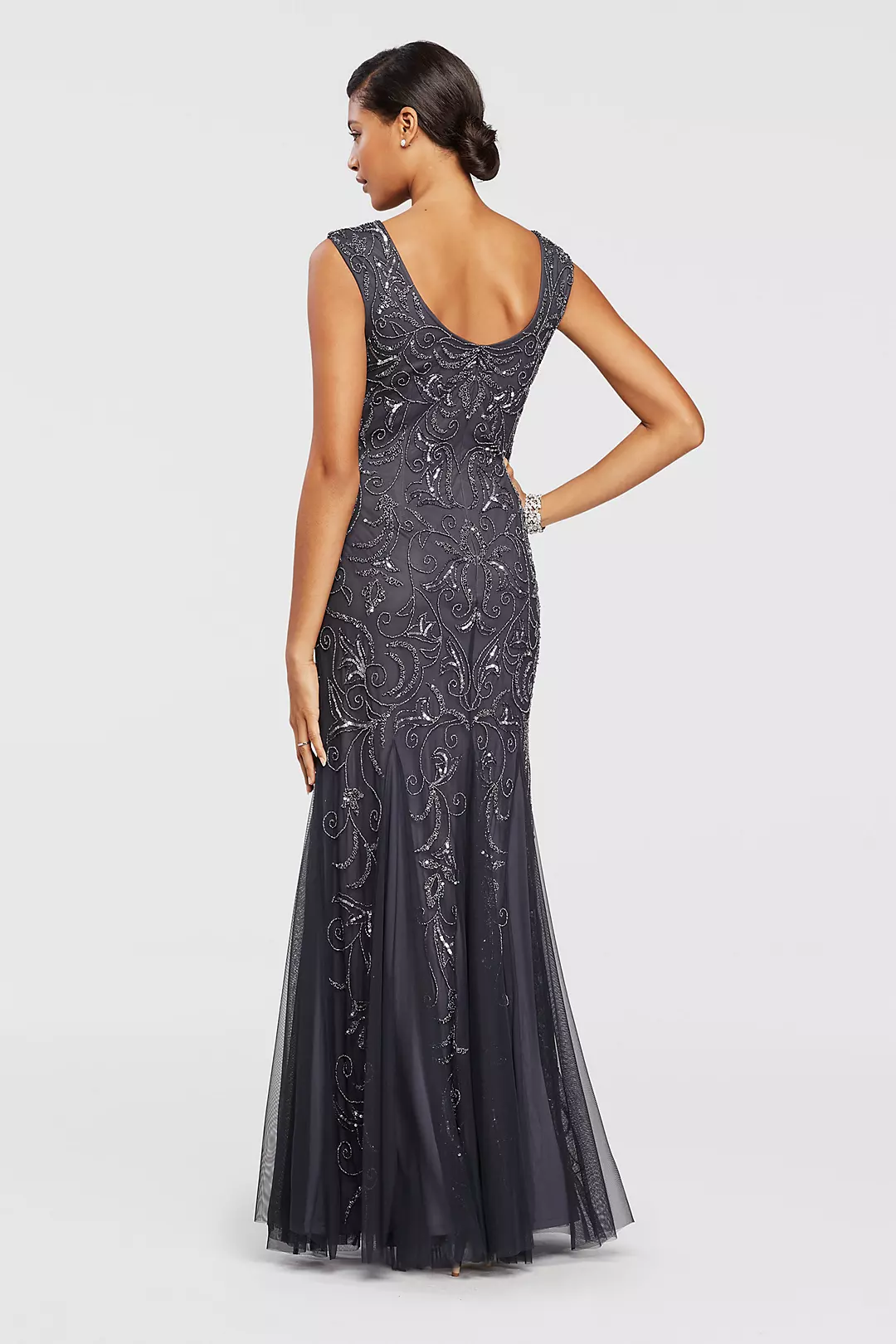 Long Sequined Dress with Godets Image 2