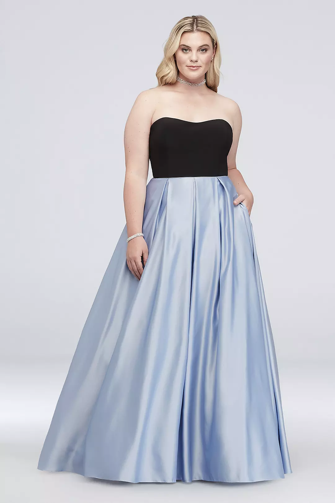 Satin and Jersey Ball Gown with Side Cutouts Image