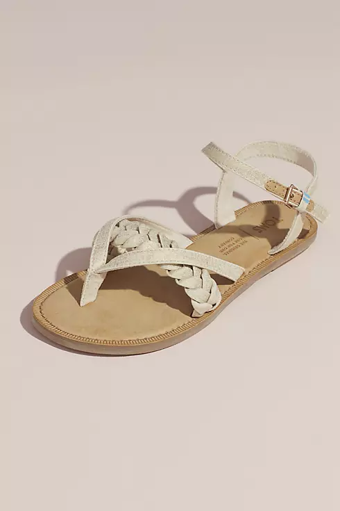 TOMS Braided Metallic Strappy Flat Sandals Image 1