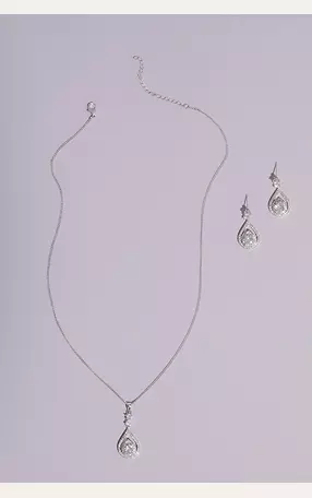 Pave Crystal Teardrop Earrings and Necklace Set Image 2