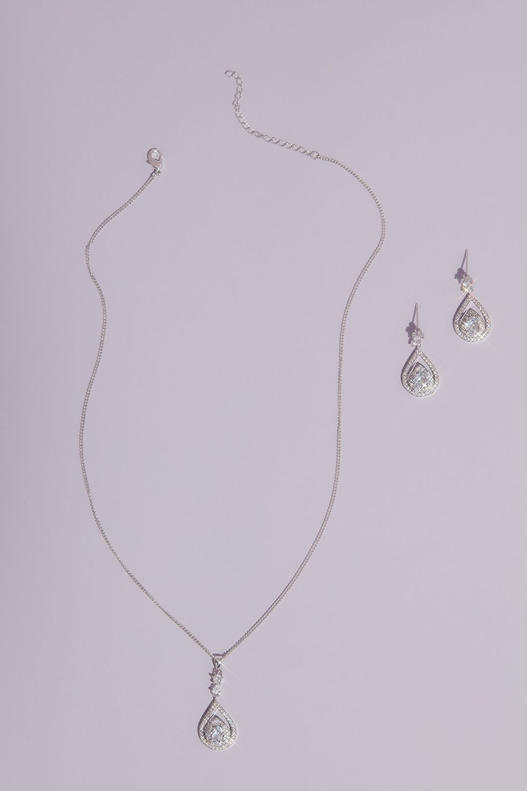 Pave Crystal Teardrop Earrings and Necklace Set Image 3