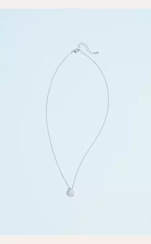 Haloed Pear Shaped Cubic Zirconia Pendant Necklace Image 1