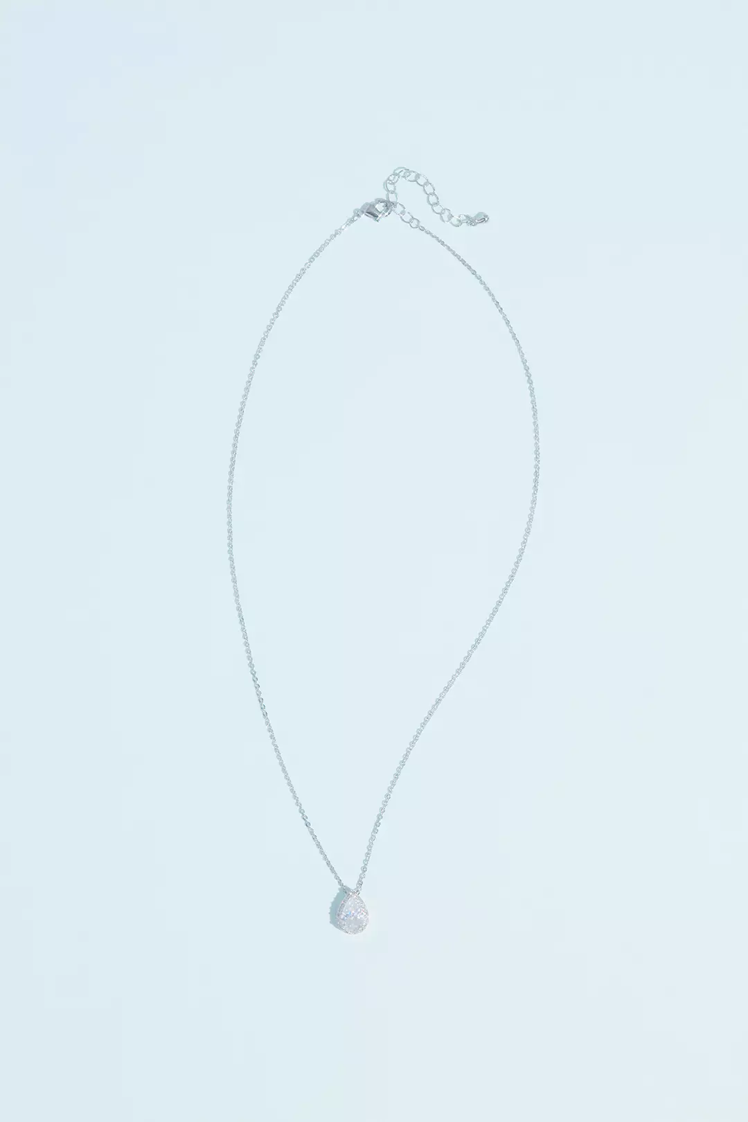 Haloed Pear Shaped Cubic Zirconia Pendant Necklace Image