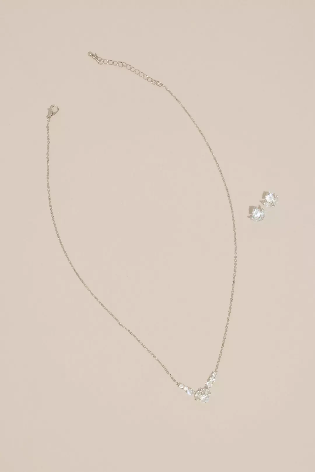 Cubic Zirconia Rosebud Necklace and Earring Set Image