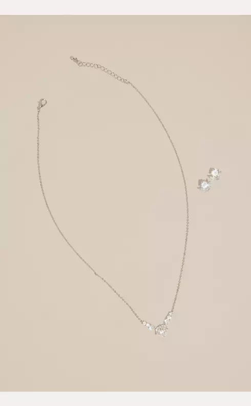 Cubic Zirconia Rosebud Necklace and Earring Set Image 1
