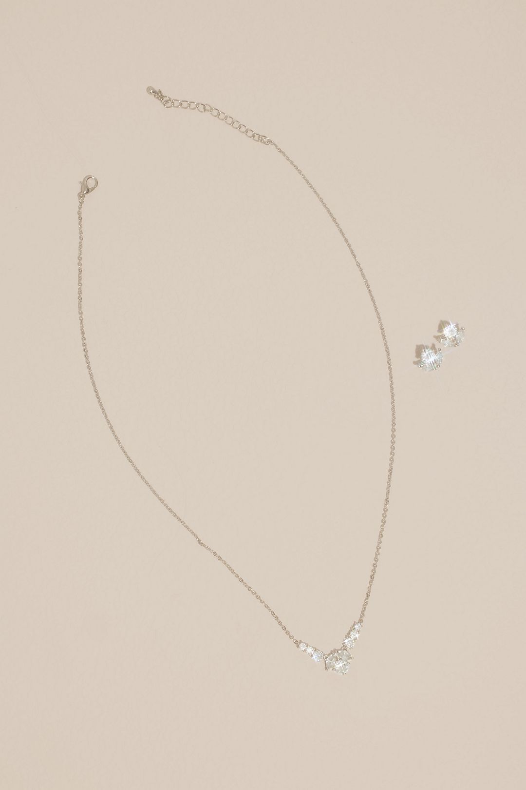 Cubic Zirconia Rosebud Necklace and Earring Set Image 3