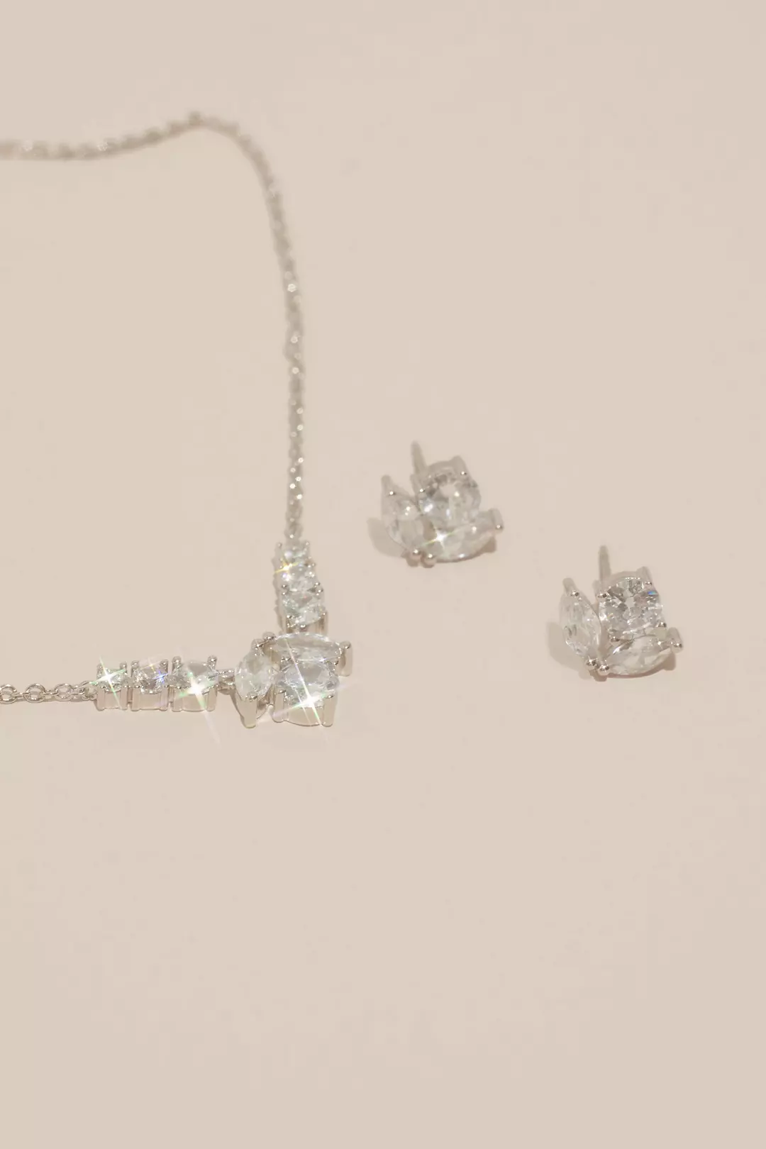 Cubic Zirconia Rosebud Necklace and Earring Set Image 2