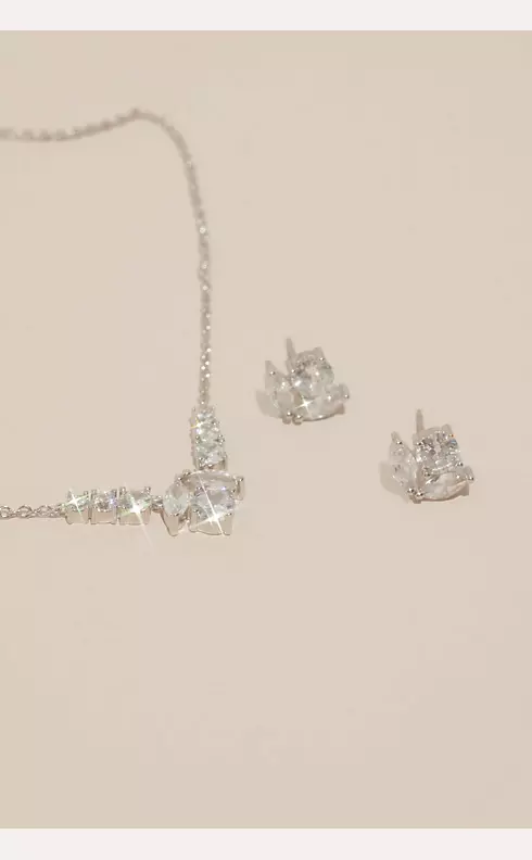 Cubic Zirconia Rosebud Necklace and Earring Set Image 2