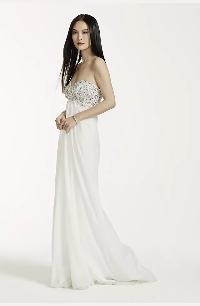 Long Chiffon Gown with Beaded Bust Image 3