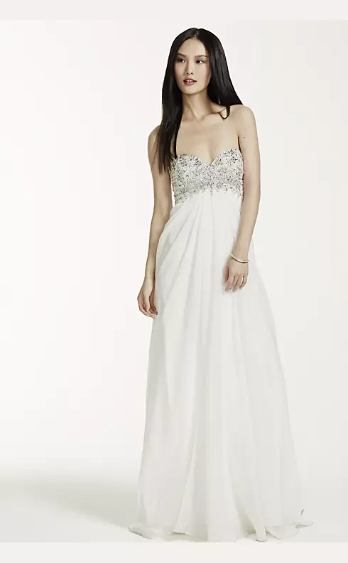 Long Chiffon Gown with Beaded Bust Image 1