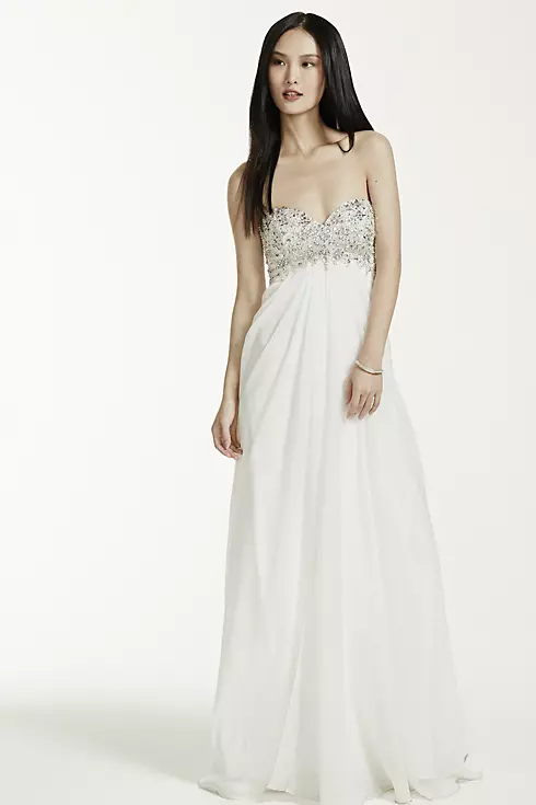 Long Chiffon Gown with Beaded Bust Image 1