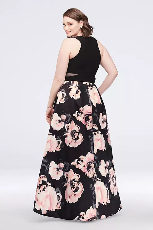 Jersey and Floral Satin High-Low Ball Gown Image 2