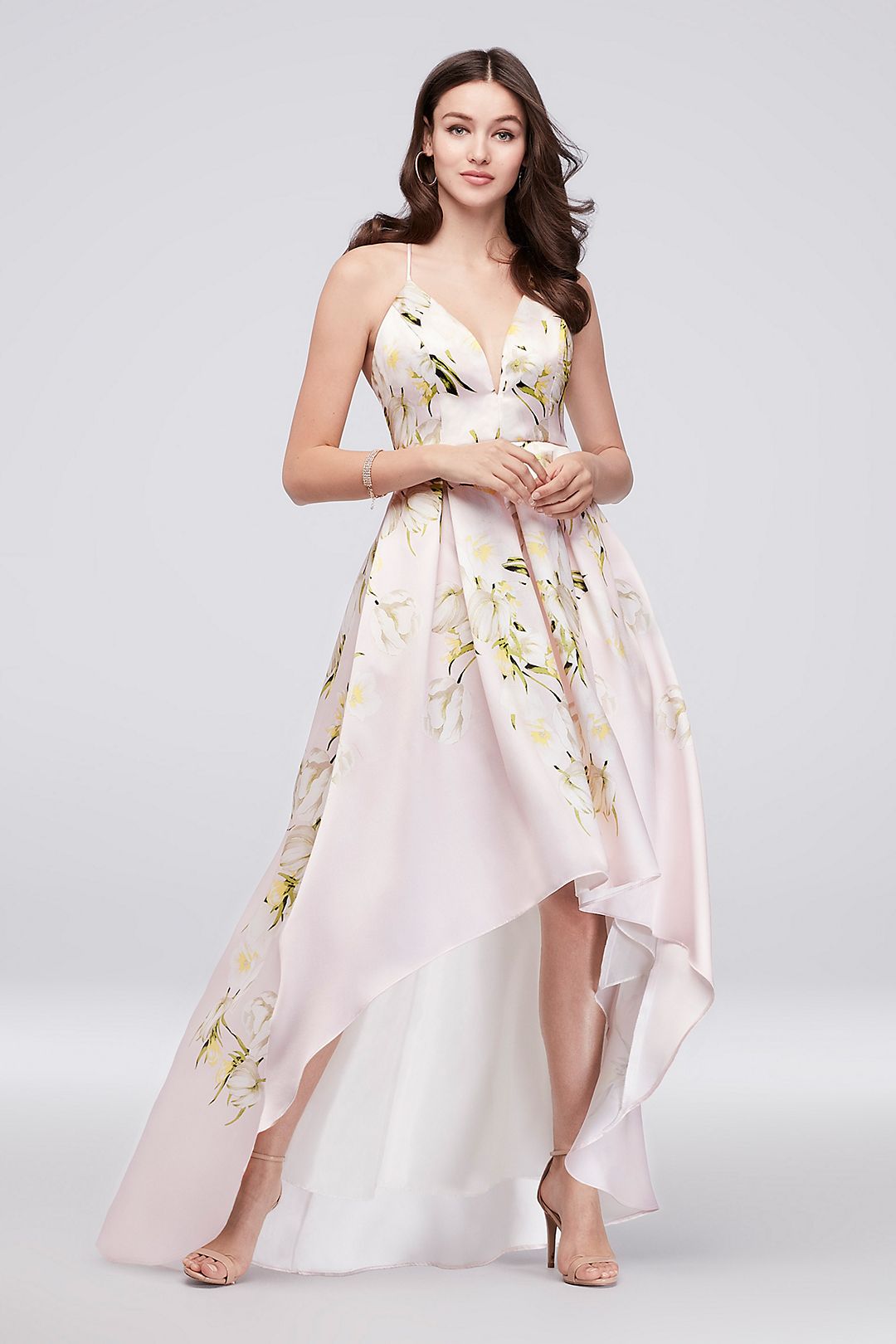 Floral Mikado Crossback High-Low Ball Gown Image 4